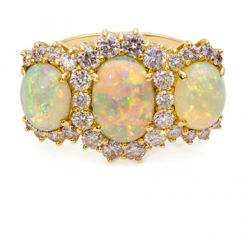 18ct gold Opal / Diamond Cluster Ring size V½